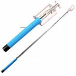 Wholesale Fold-able Wired Selfie Stick with Remote Small Clip (Blue)
